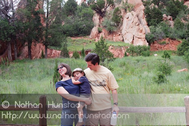 Elly, Chris, and Michael Weber in Garden of the Gods Park in Colorado Springs, CO